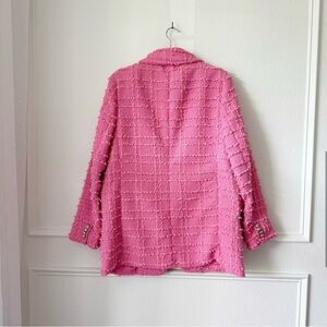 H&M Textured-Weave Single Button Jacket Blazer in Pink sz L
